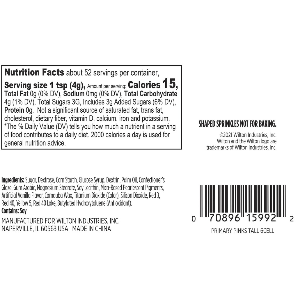 Wilton Pink  Yellow and White 6-Cell Sprinkle Mix  7.30 Oz.
