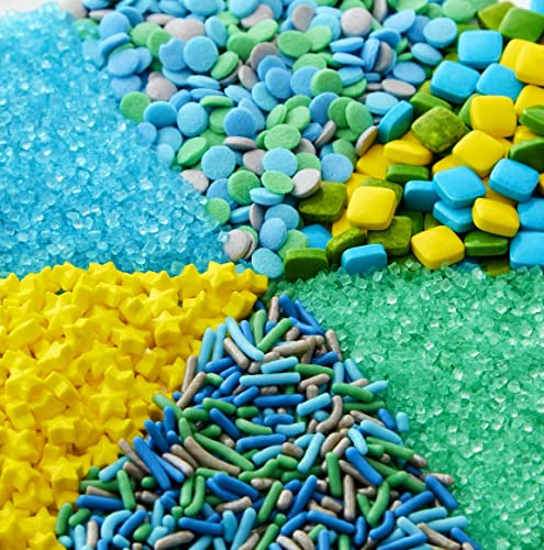 Wilton Blue  Yellow and Teal 6-Cell Sprinkle Mix  6.77 Oz.