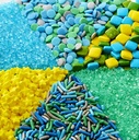 Wilton Blue  Yellow and Teal 6-Cell Sprinkle Mix  6.77 Oz.
