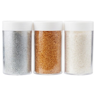 Wilton Sprinkles Sanding Sugar  Gold  Silver  and White  3 Ct.  1 Box