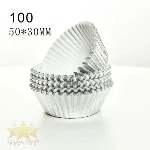 #PK4714 - Foil Cupcake Liners 100ct - Silver