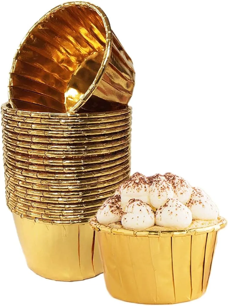 #PK5473 - Gold Foil Cupcake Liners Baking Cups (12ct)