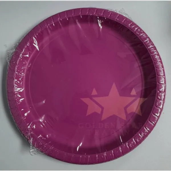 #PS7614 - Plastic Party Dinner Plates 9" - Dark Pink 10ct