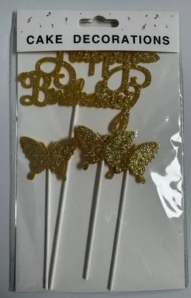 #CT7050 - Happy Birthday Butterfly Cake Toppers Set
