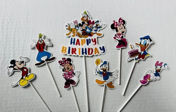 #CT9088 - Happy Birthday Mickey Mouse Cake Toppers Set