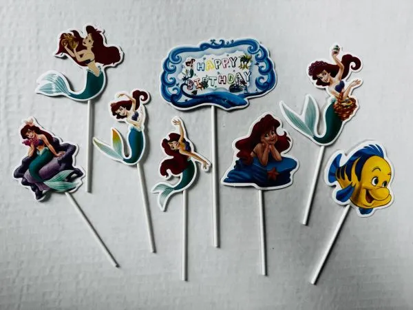 #CT5161 - Happy Birthday The Little Mermaid Cake Toppers Set