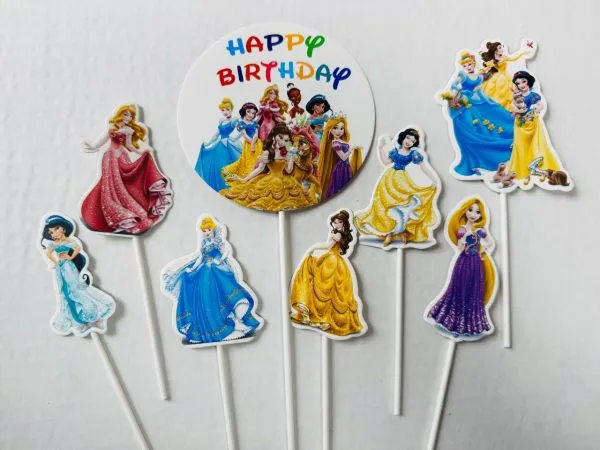 #CT9842 - Happy Birthday Disney Princess Cake Toppers Set