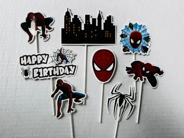 #CT3142 - Happy Birthday Spiderman Cake Toppers Set