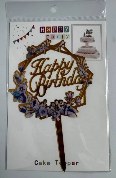 #CT9515 - Acrylic Happy Birthday Cake Topper