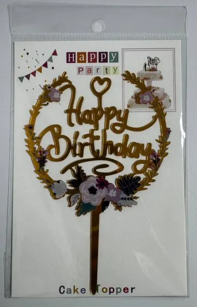 #CT1176 - Acrylic Happy Birthday Cake Topper