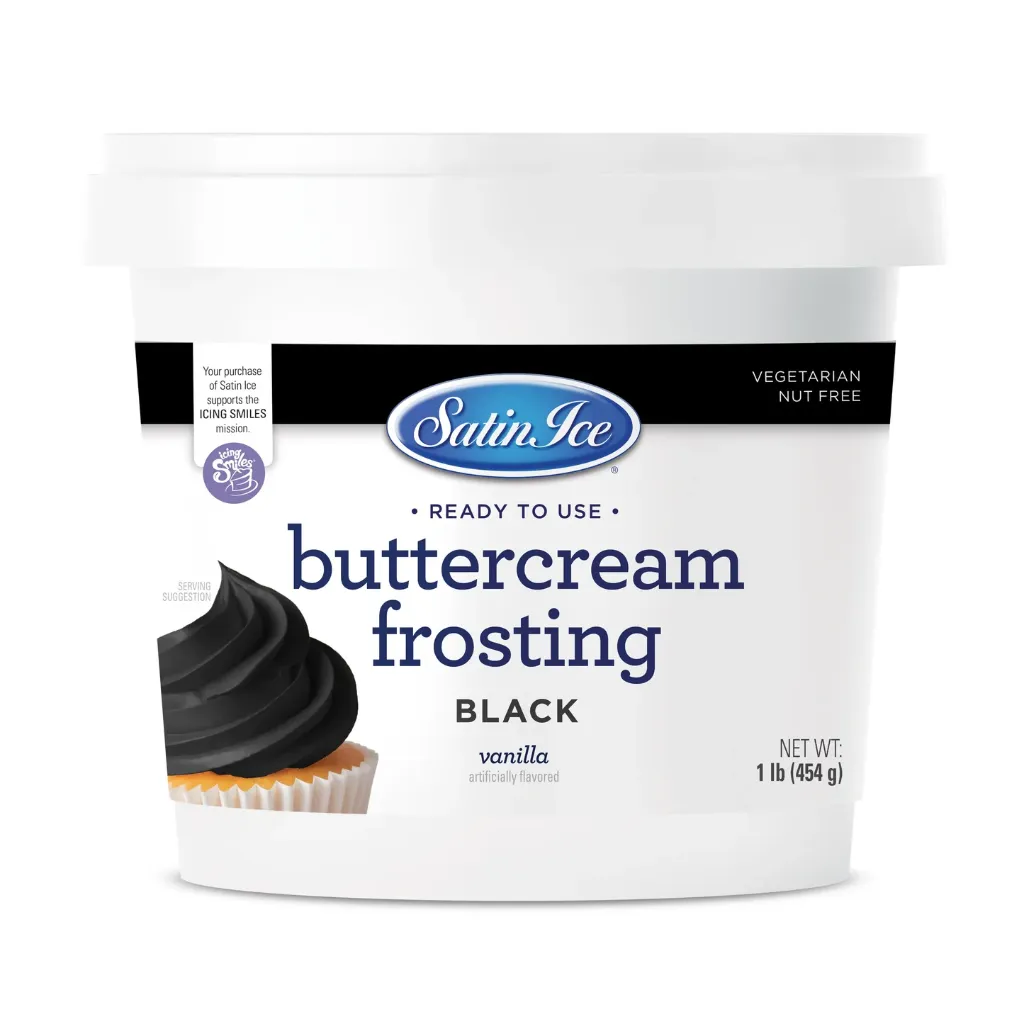 #IN5646 - Satin Ice, Black Buttercream Frosting 1 Lb (454g)
