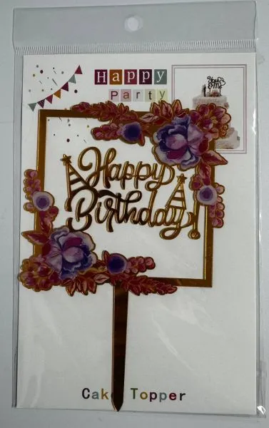 #CT1649 - Acrylic Happy Birthday Cake Topper