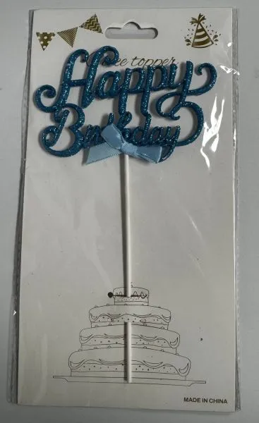#CT0131 - Happy Birthday Cake Topper - Blue