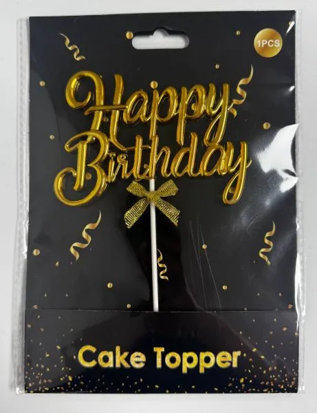 #CT4408 - Happy Birthday Cake Topper - Gold
