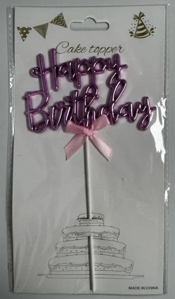 #CT7022 - Happy Birthday Cake Topper - Pink