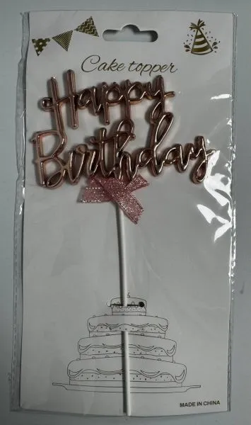 #CT9795 - Happy Birthday Cake Topper - Rose Gold