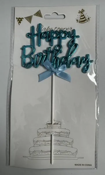 #CT8662 - Happy Birthday Cake Topper - Blue