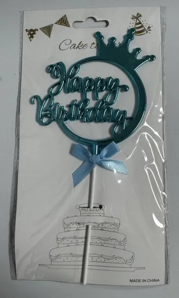 #CT7622 - Happy Birthday Cake Topper - Blue