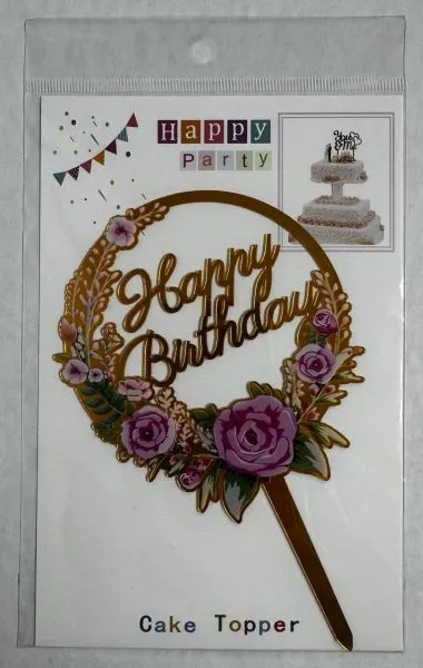 #CT4111 - Acrylic Happy Birthday Cake Topper