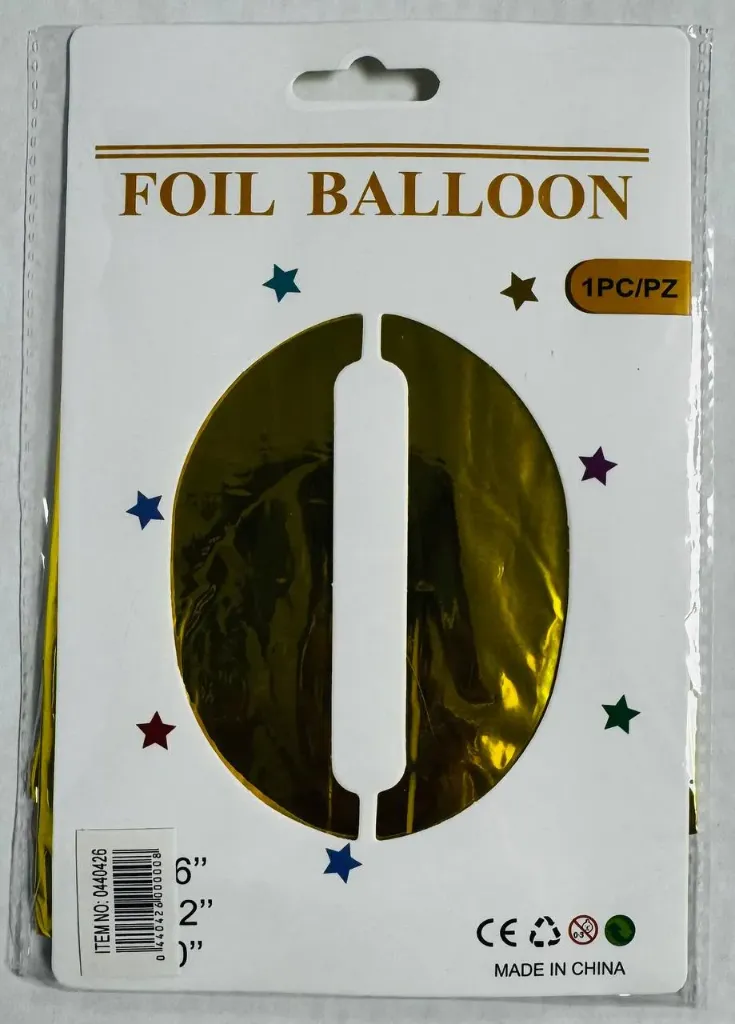 #PS1584 - 32" Medium Gold Number Foil Balloon - 0