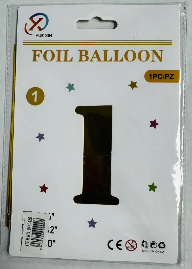 #PS8999 - 32" Medium Gold Number Foil Balloon - 1