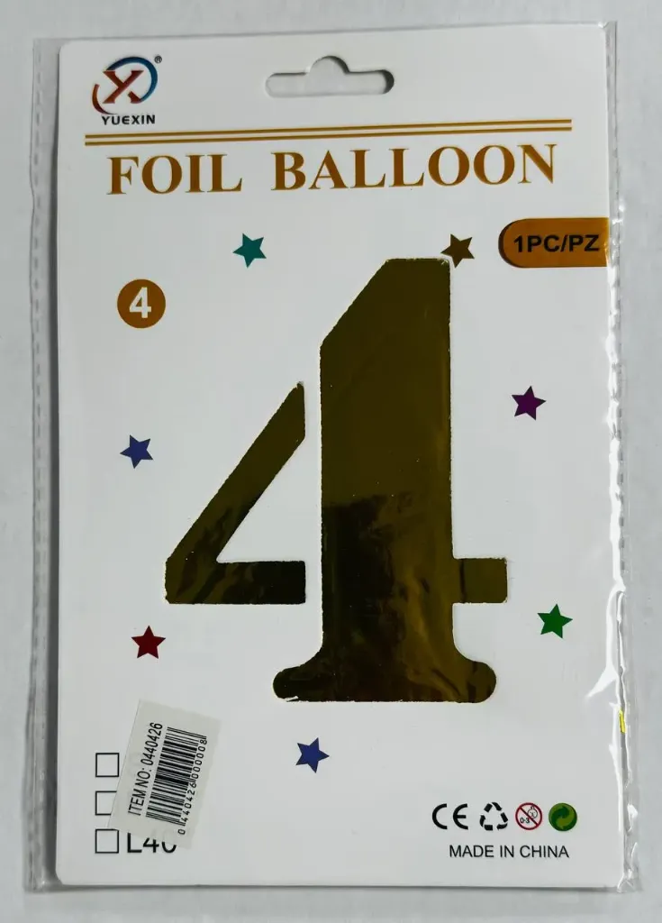 #PS6843 - 32" Medium Gold Number Foil Balloon - 4