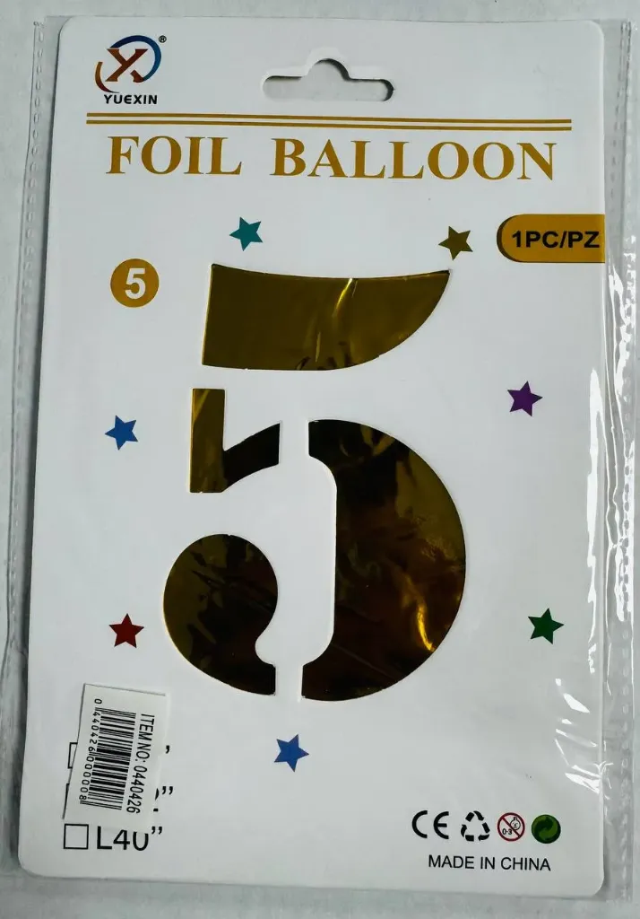#PS6127 - 32" Medium Gold Number Foil Balloon - 5