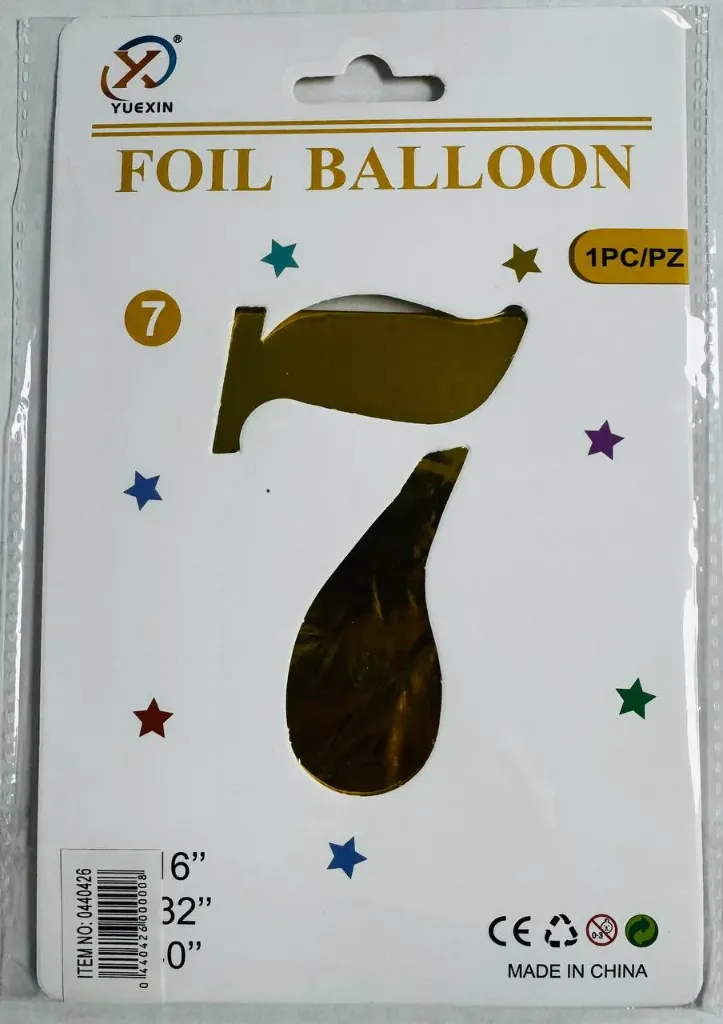 #PS3049 - 32" Medium Gold Number Foil Balloon - 7