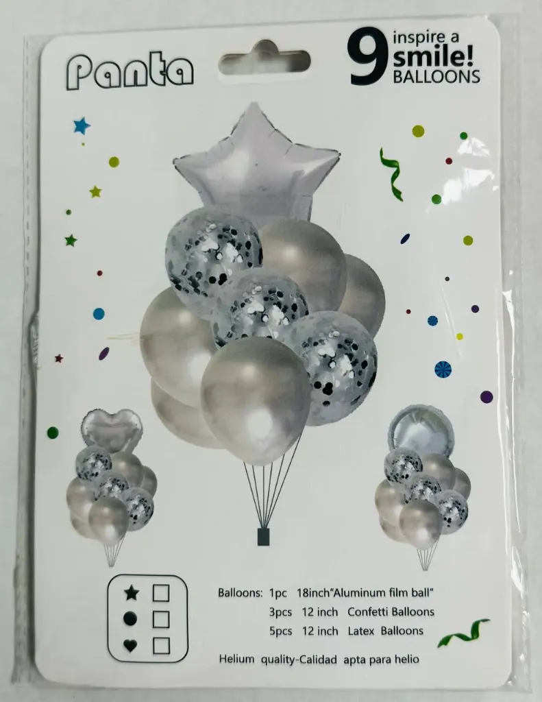 #PS0759 - 9pc Balloon Set - Silver