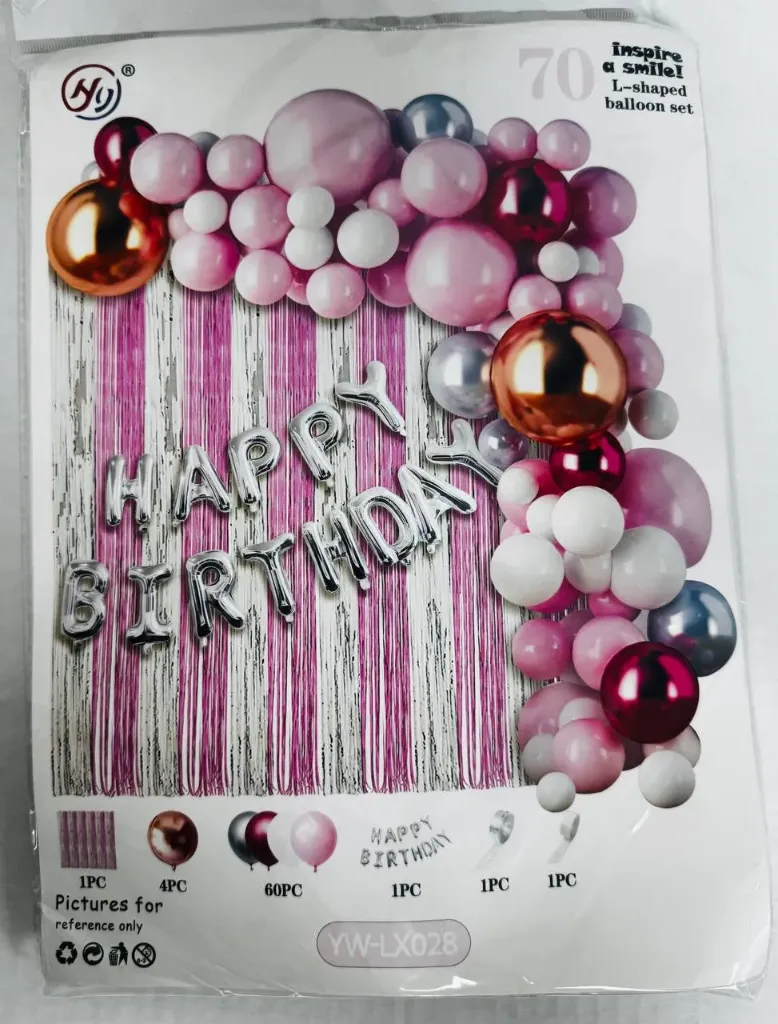 #PS5013 - Happy Birthday Balloon Set (70ct) - Pink