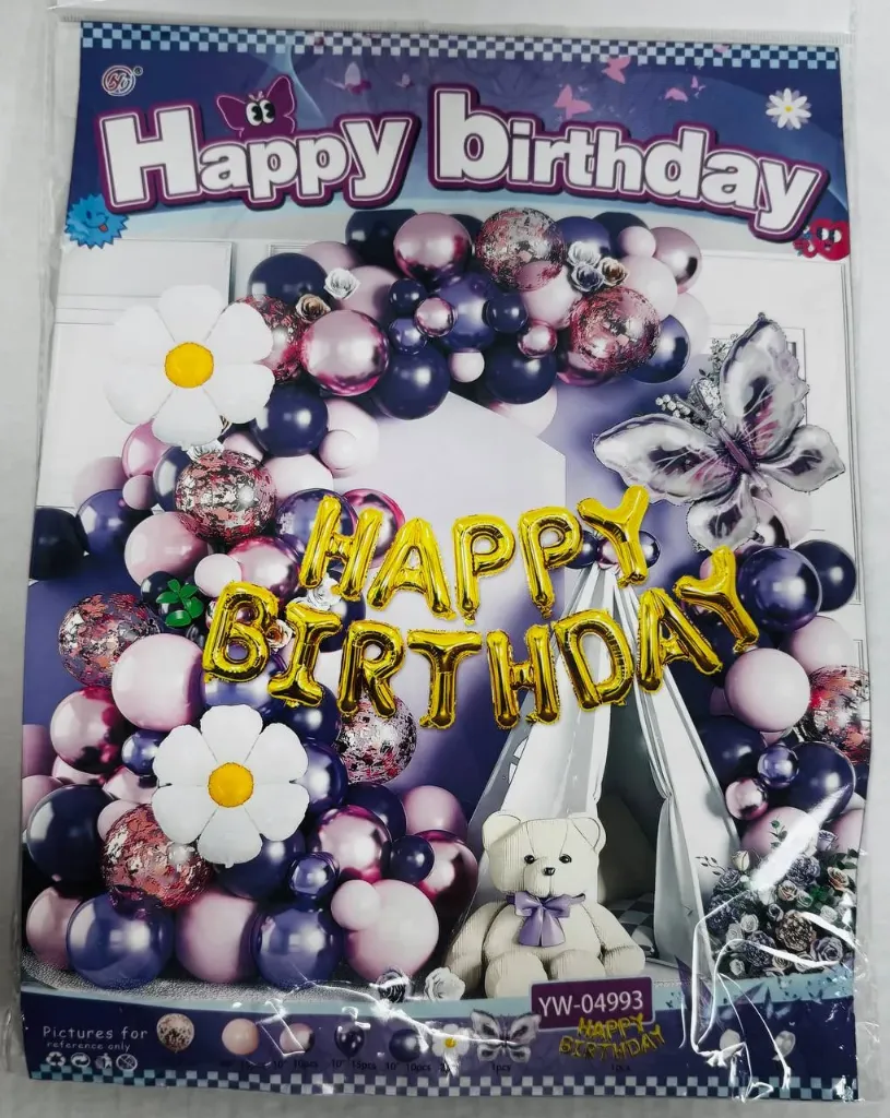 #PS3792 - Happy Birthday Balloon Set - Purple