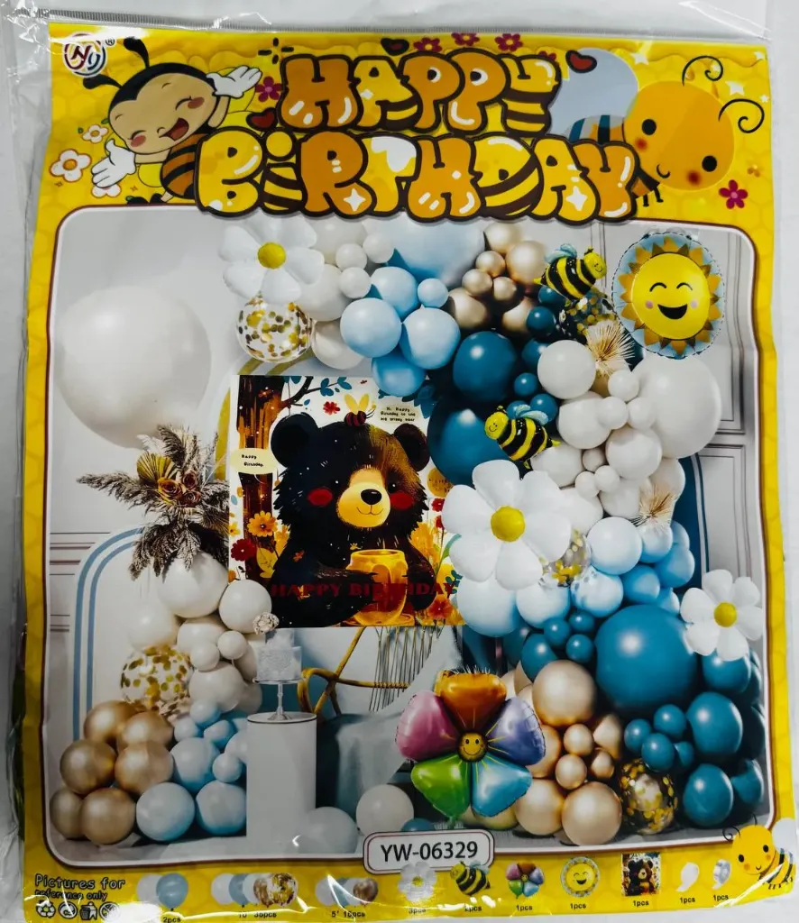 #PS5592 - Happy Birthday Bear Balloon Set