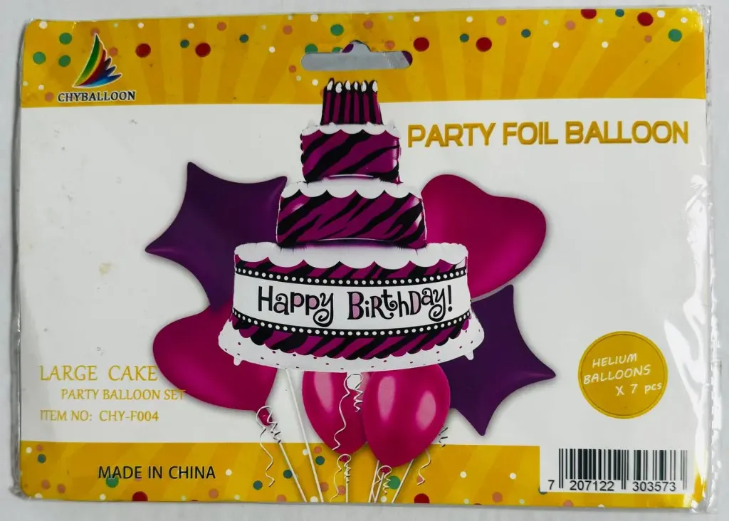 #PS0686 - Happy Birthday Cake Balloon Set (7ct) - Pink