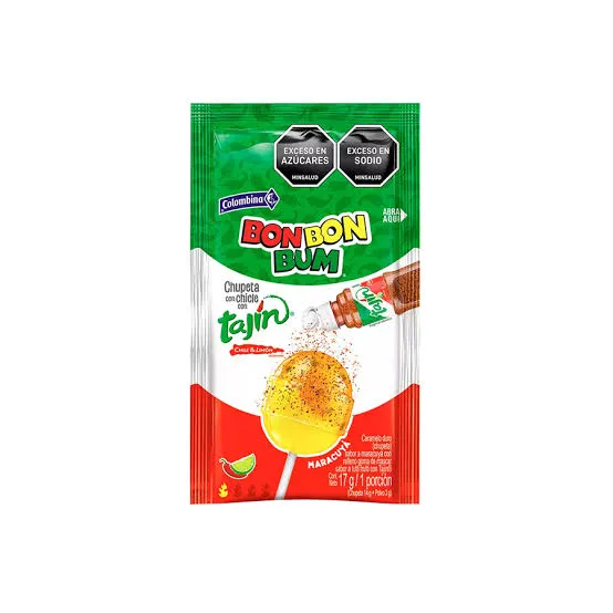 #CN6050 - Colombina Bon Bon Bum Passion Fruit Lollipop with Tajin 17g