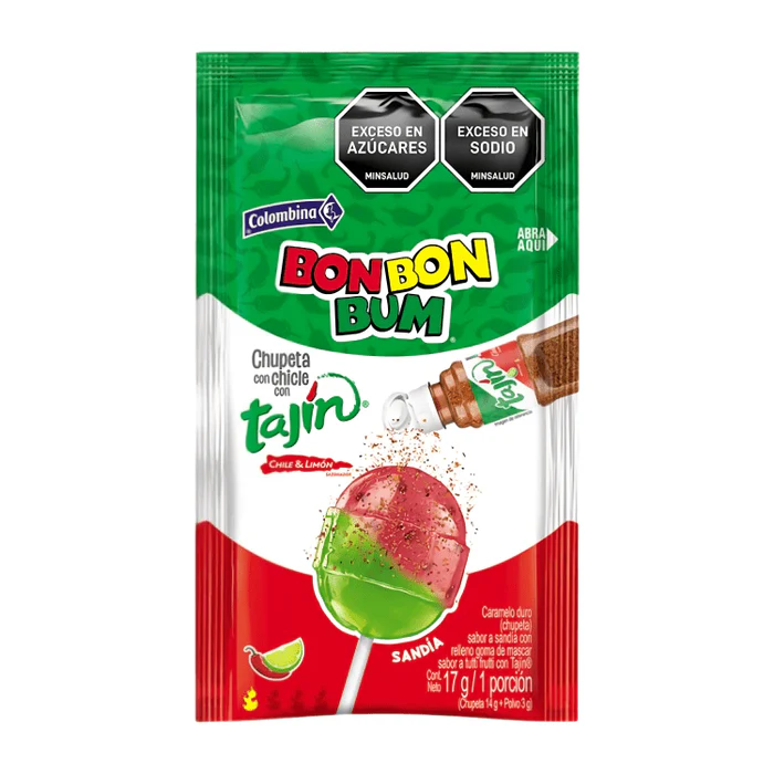 #CN6050 - Colombina Bon Bon Bum Watermelon Lollipop with Tajin 17g