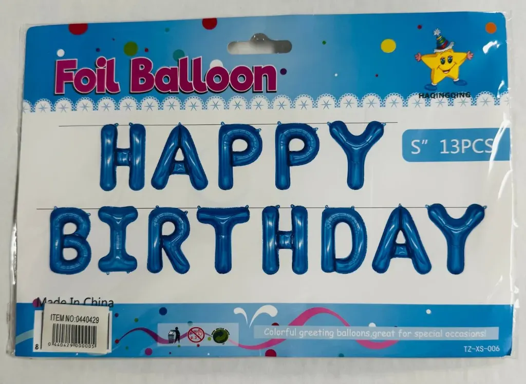 #PS3918 - 13pc Happy Birthday Foil Balloon Set - Blue (Small)