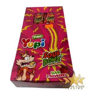#CN8681 - Yupi Sour Bonz Gummy Candy - Sour Strawberry 36x10g