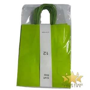 #PS0806 - Kraft Paper Bag with Handle - Light Green (12ct) - Medium