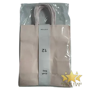 #PS9789 - Kraft Paper Bag with Handle - Light Pink (12ct) - Medium