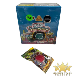 #CN9315 - Las Delicias Fish Shaped Jelly with Popping Candy 24ct
