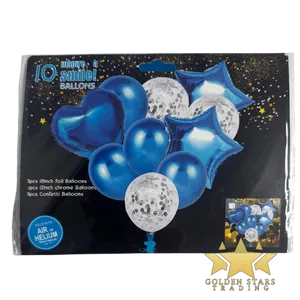 #PS2872 - 10 pc Heart and Star Balloon Set - Blue