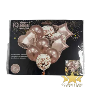 #PS7447 - 10 pc Heart and Star Balloon Set - Rose Gold