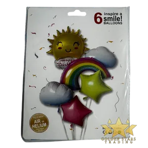 #PS4053 - 6 pc Happy Birthday Rainbow Balloon Set
