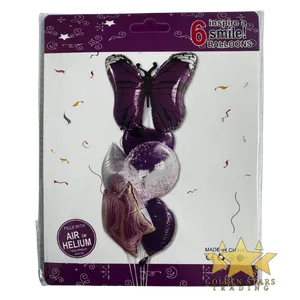 #PS4327 - 6 pc Butterfly Balloon Set - Purple