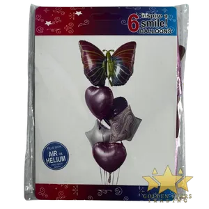 #PS2337 - 6 pc Butterfly Balloon Set - Rainbow