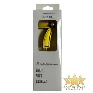 #PS8045 - Metallic Gold Number Candle with Pearl - #7