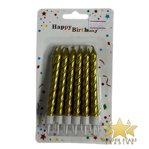 #PS8661 - 12 Pcs Gold Swirl Candles 3"