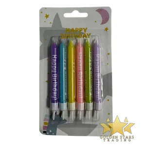 #PS8760 - 6 Pcs Pastel Colours Happy Birthday Candles 3"