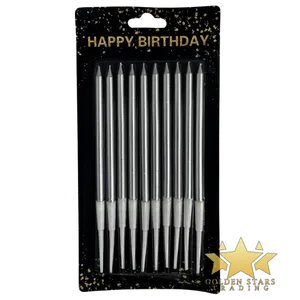 #PS7526 - 10 Pcs Metallic Silver Candles
