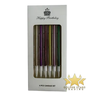 #PS8394 - 6 Pcs Metallic Candles - Assorted Colours